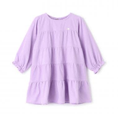 燈芯絨層疊連衣裙