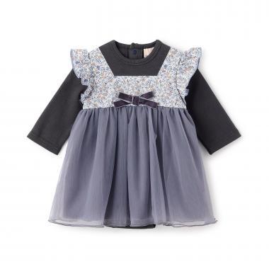 花卉網紗拼接連體衣