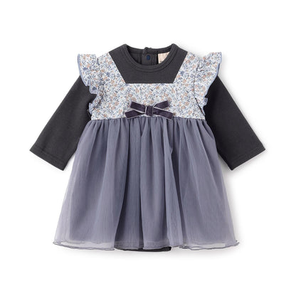 花卉網紗拼接連體衣