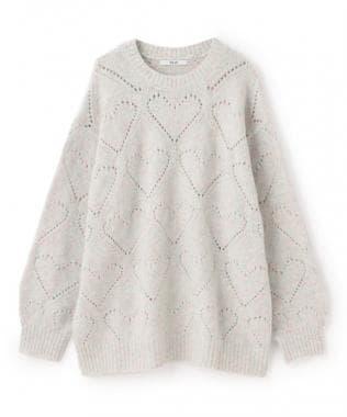 愛心編織拼色寬鬆針織衫【韓國時尚】