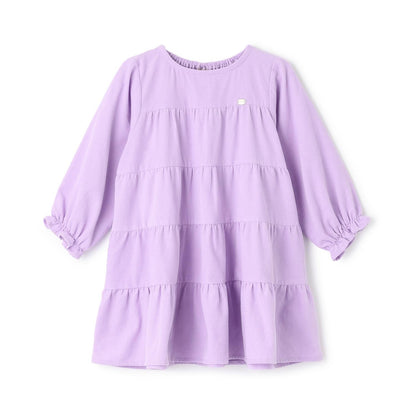 燈芯絨層疊連衣裙