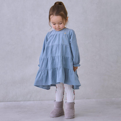 燈芯絨層疊連衣裙