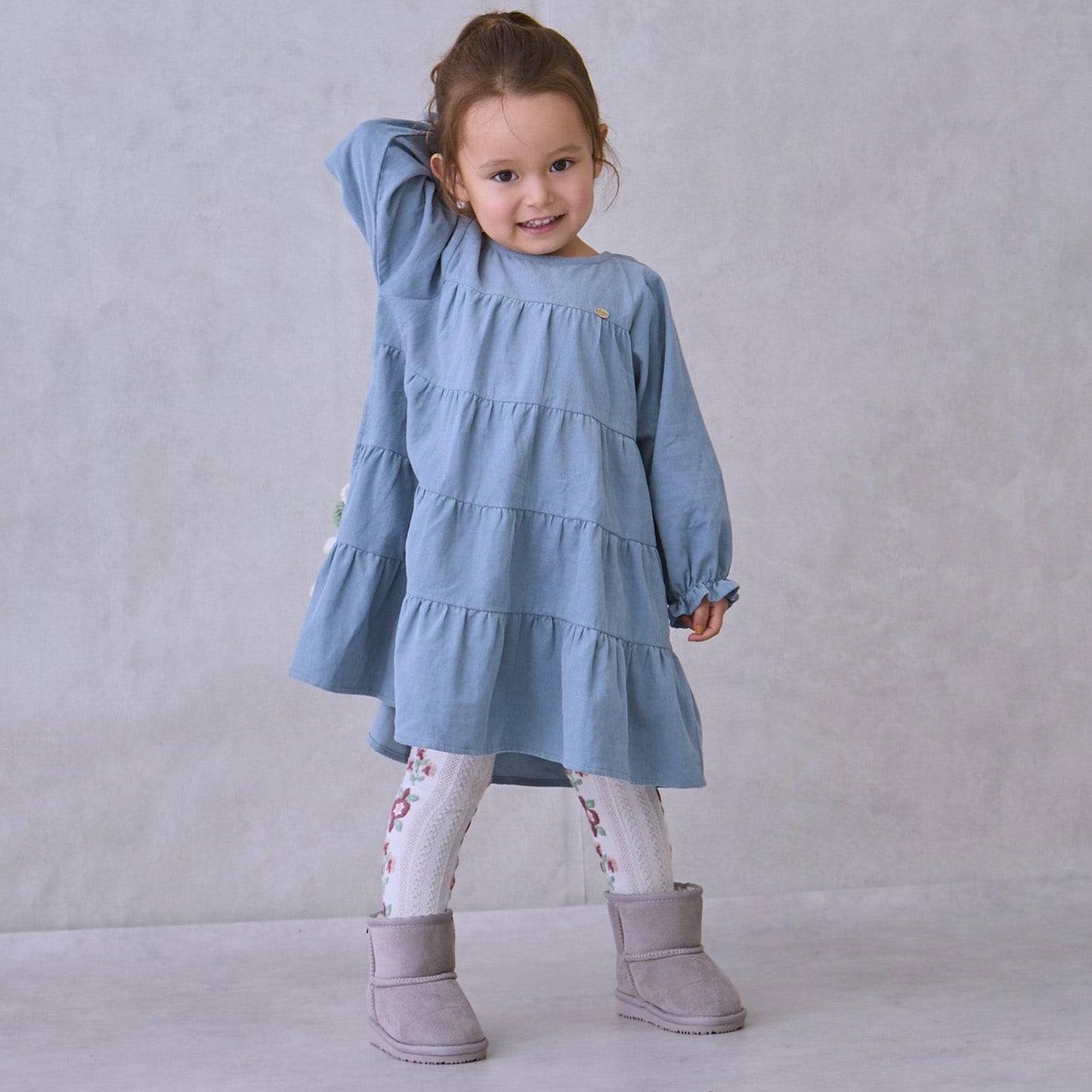 燈芯絨層疊連衣裙