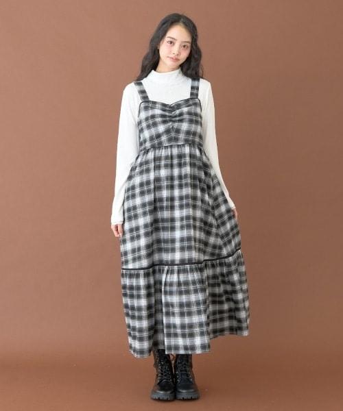 褶皺格紋連衣裙【韓國時尚】