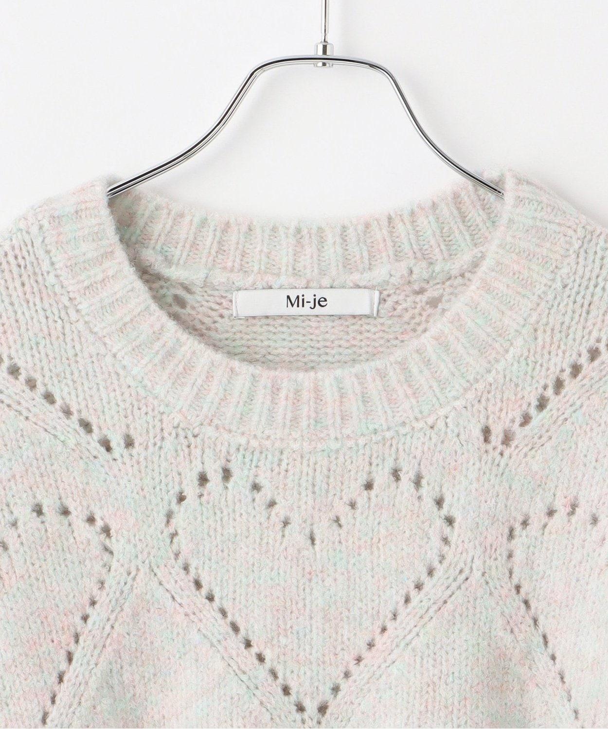 愛心編織拼色寬鬆針織衫【韓國時尚】