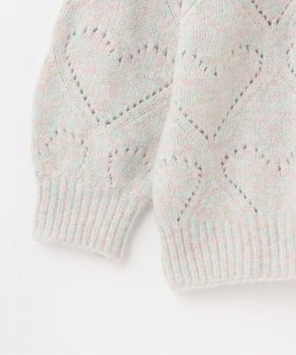 愛心編織拼色寬鬆針織衫【韓國時尚】