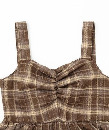 褶皺格紋連衣裙【韓國時尚】