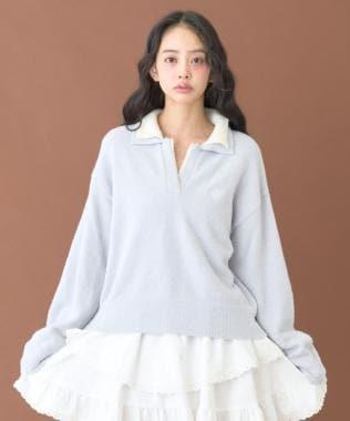 雙拼色針織套頭衫【韓國時尚】