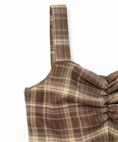 褶皺格紋連衣裙【韓國時尚】