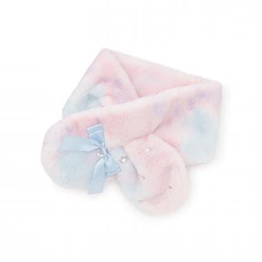 蝴蝶結仿皮草圍巾