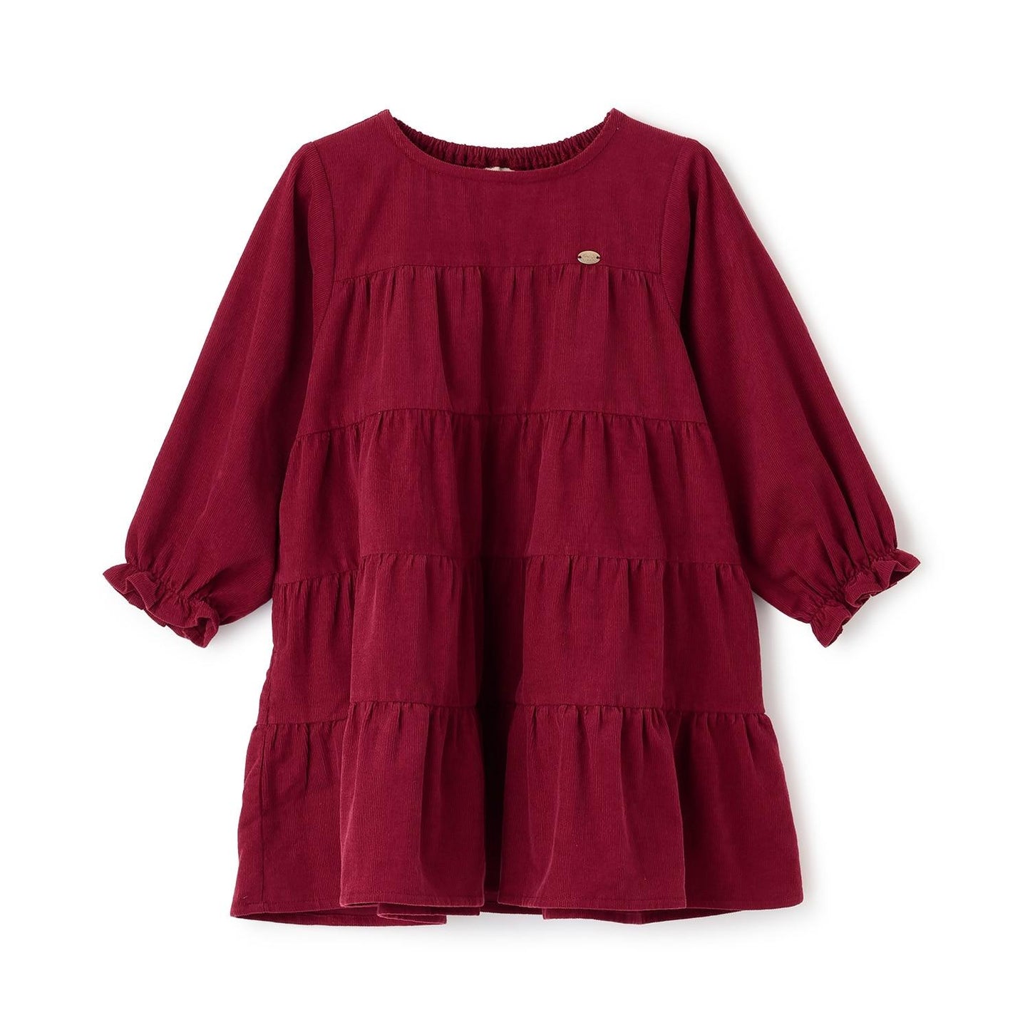 燈芯絨層疊連衣裙