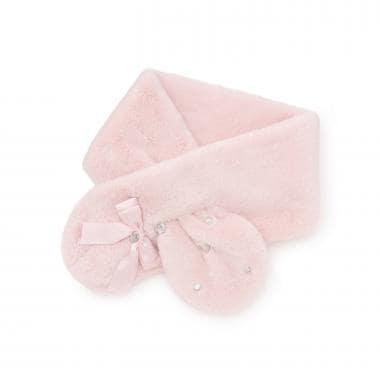 蝴蝶結仿皮草圍巾