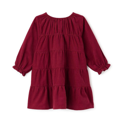 燈芯絨層疊連衣裙