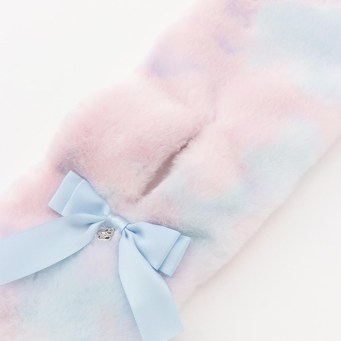 蝴蝶結仿皮草圍巾