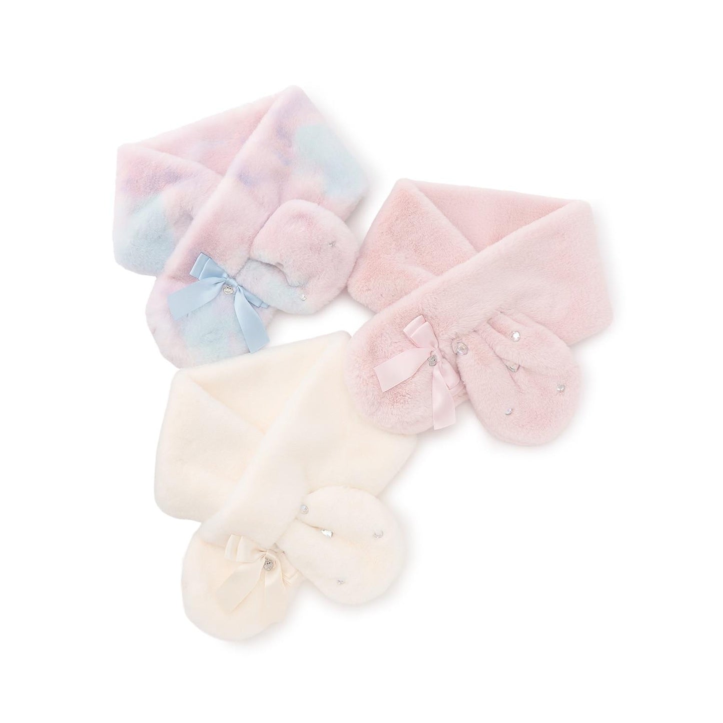 蝴蝶結仿皮草圍巾