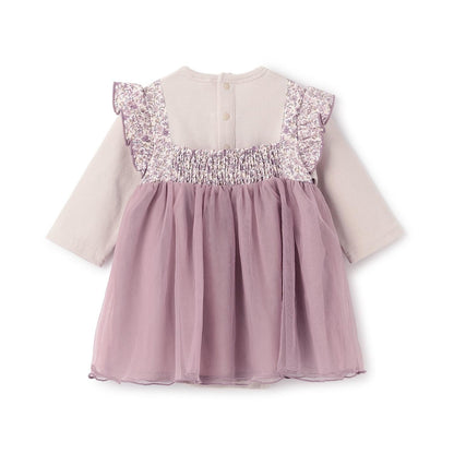 花卉網紗拼接連體衣