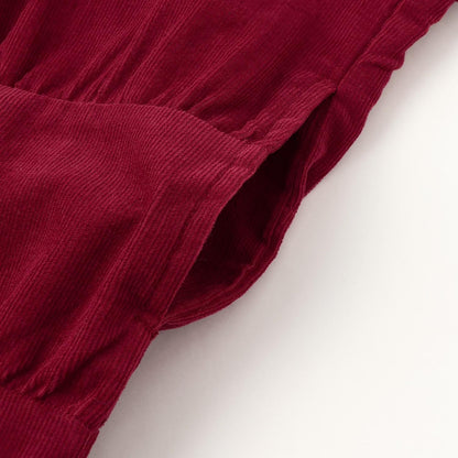 燈芯絨層疊連衣裙