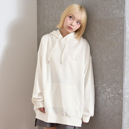 【LTXC】後背水鑽寬鬆連帽衛衣