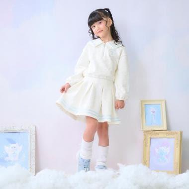 剪裁提花半拉鍊水手領套裝