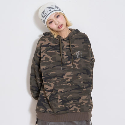 【LTXC】後背水鑽寬鬆連帽衛衣