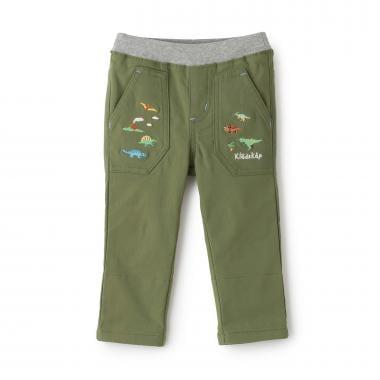 恐龍圖案翻邊長款直筒褲