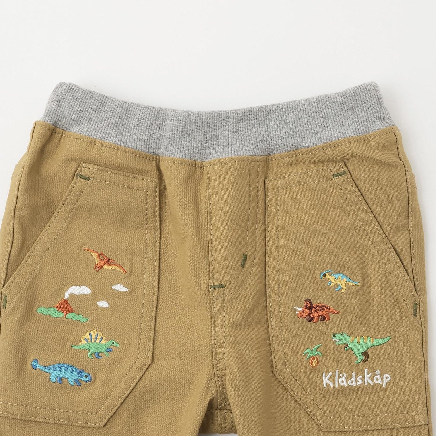 恐龍圖案翻邊長款直筒褲