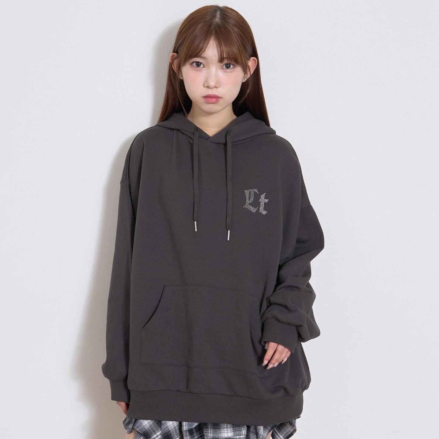 【LTXC】後背水鑽寬鬆連帽衛衣