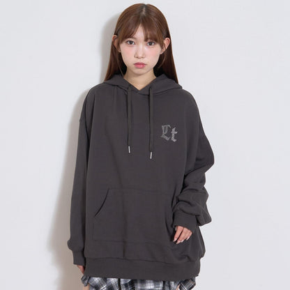 【LTXC】後背水鑽寬鬆連帽衛衣