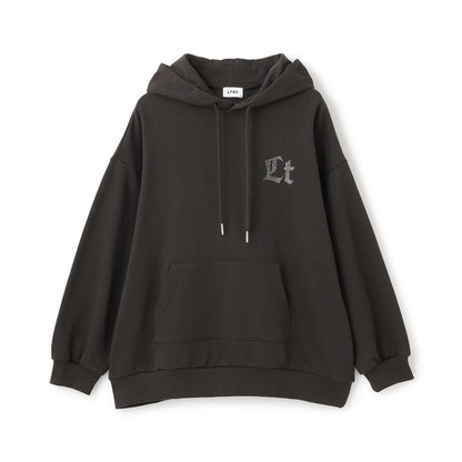 【LTXC】後背水鑽寬鬆連帽衛衣