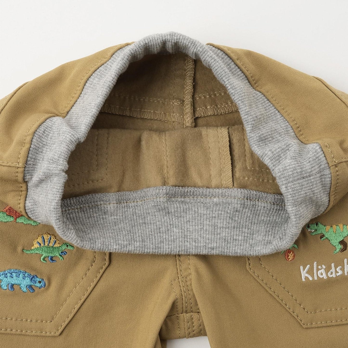 恐龍圖案翻邊長款直筒褲