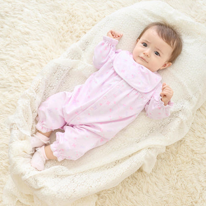 【BOX付】花朵蝴蝶結圖案2用連體衣&圍兜套裝