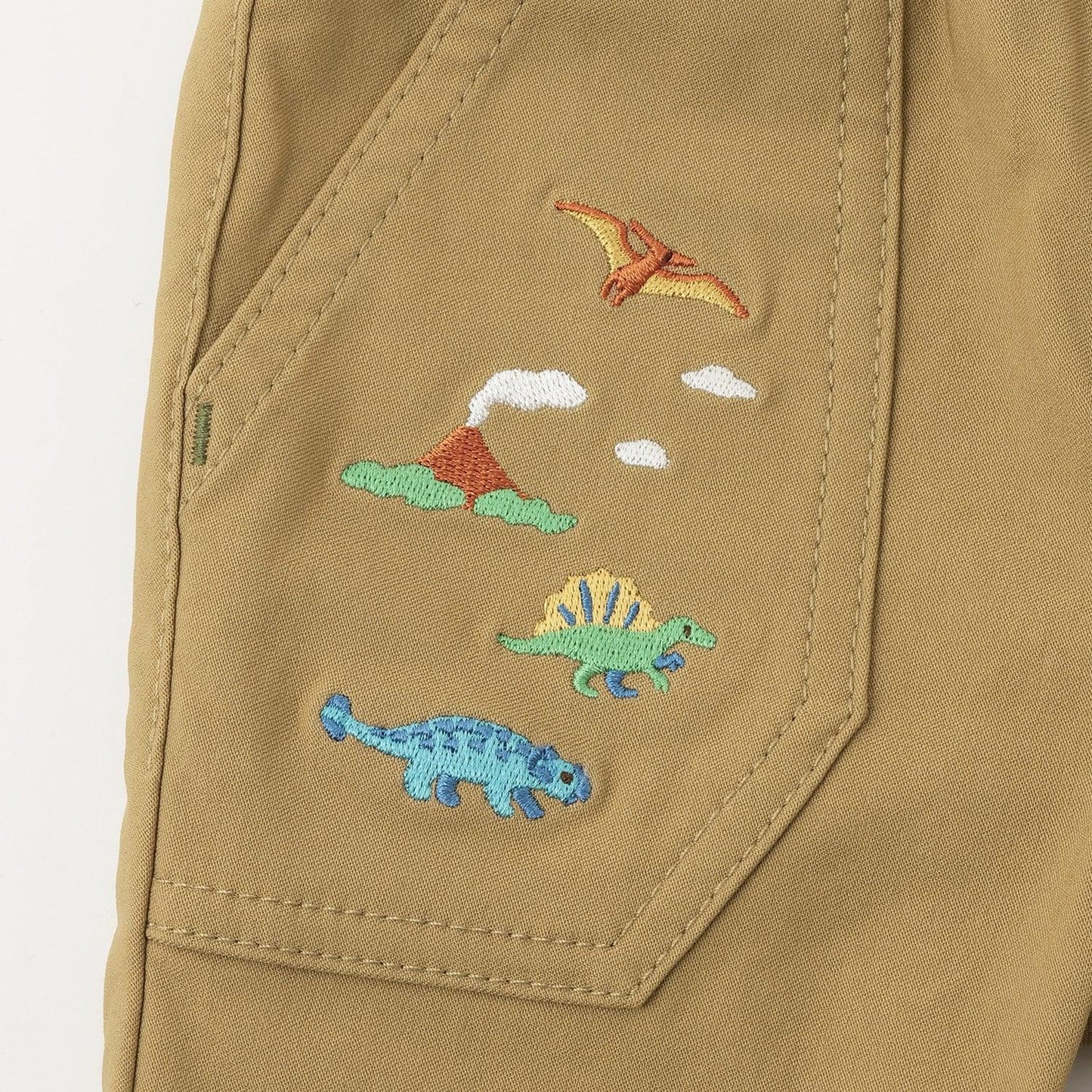 恐龍圖案翻邊長款直筒褲