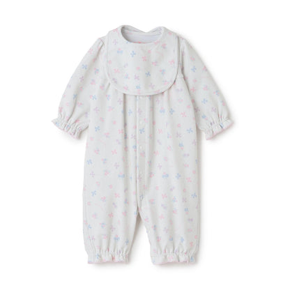 【BOX付】花朵蝴蝶結圖案2用連體衣&圍兜套裝