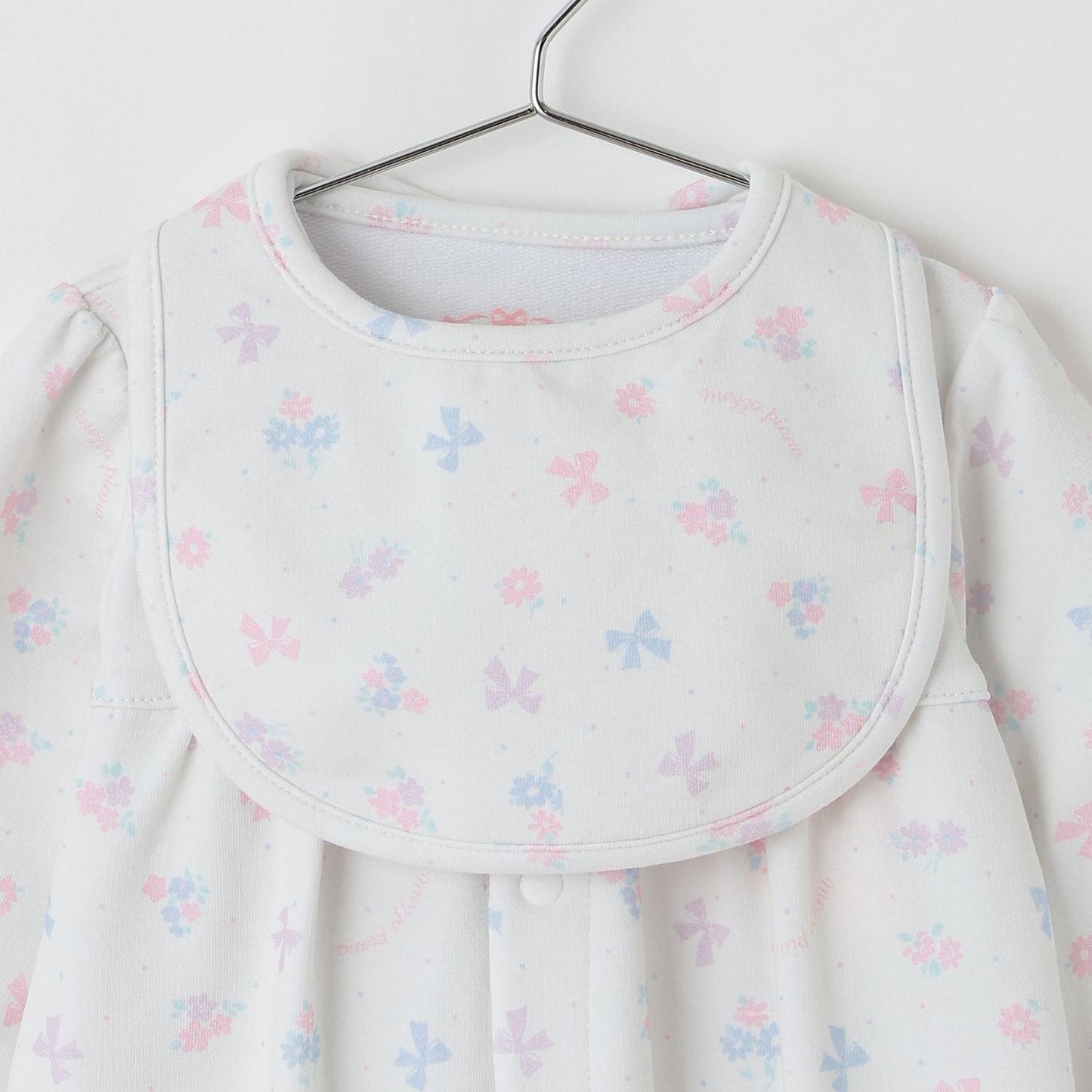 【BOX付】花朵蝴蝶結圖案2用連體衣&圍兜套裝