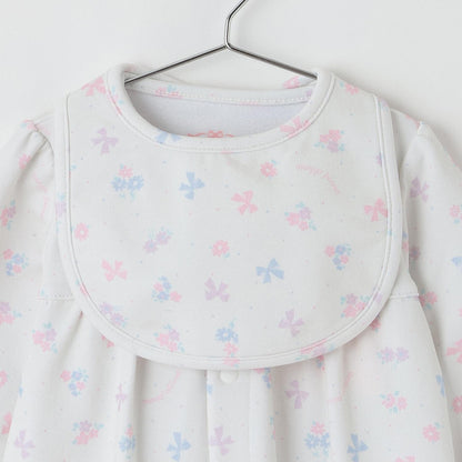 【BOX付】花朵蝴蝶結圖案2用連體衣&圍兜套裝