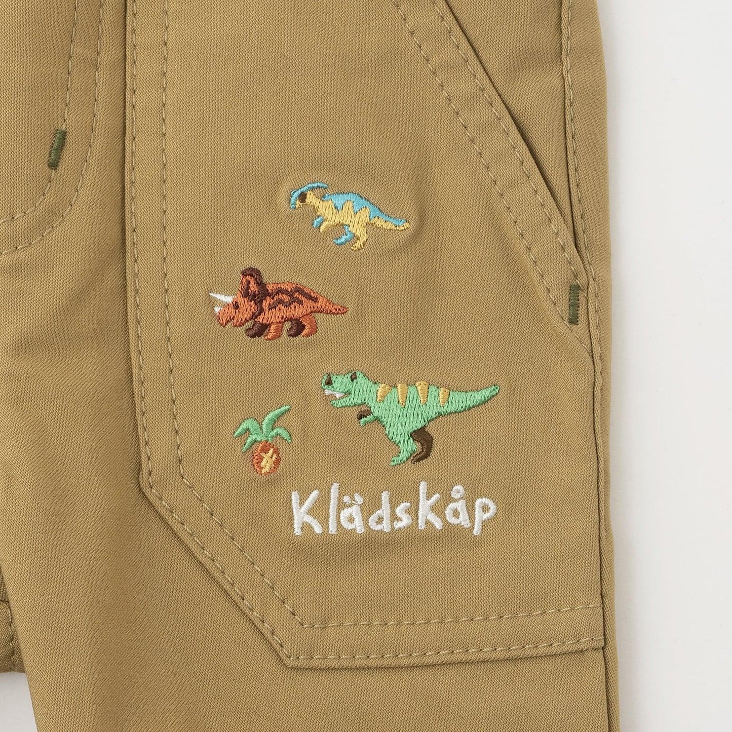 恐龍圖案翻邊長款直筒褲