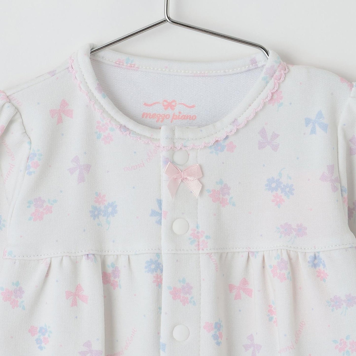 【BOX付】花朵蝴蝶結圖案2用連體衣&圍兜套裝