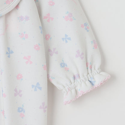 【BOX付】花朵蝴蝶結圖案2用連體衣&圍兜套裝