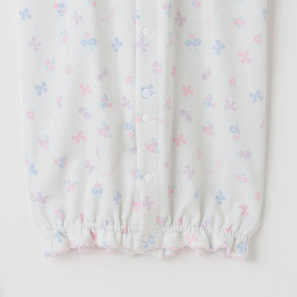 【BOX付】花朵蝴蝶結圖案2用連體衣&圍兜套裝