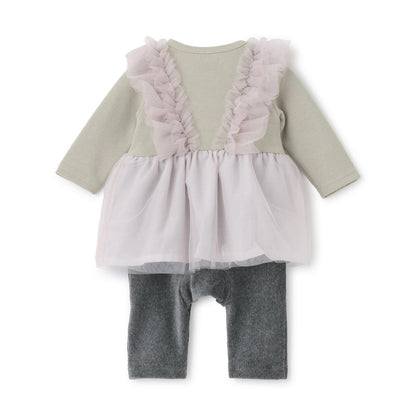 網紗荷葉邊連體衣