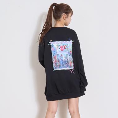 背面印花連衣裙