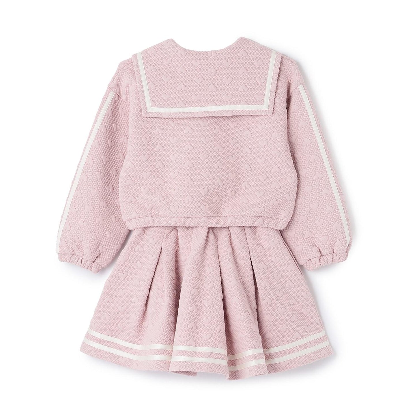 剪裁提花半拉鍊水手領套裝