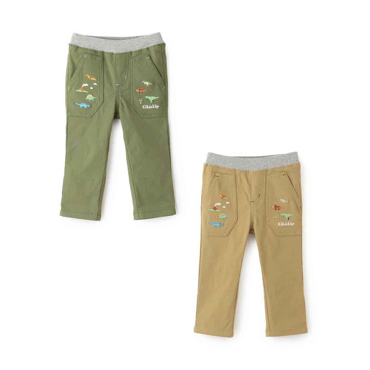 恐龍圖案翻邊長款直筒褲