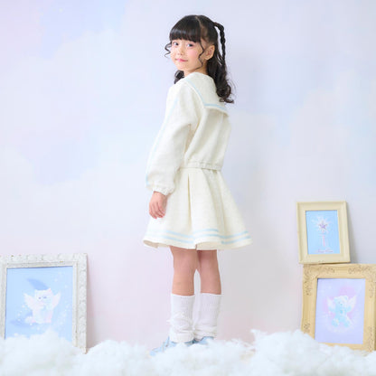 剪裁提花半拉鍊水手領套裝