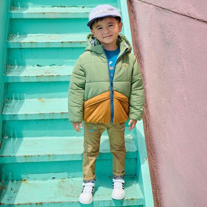 恐龍圖案翻邊長款直筒褲