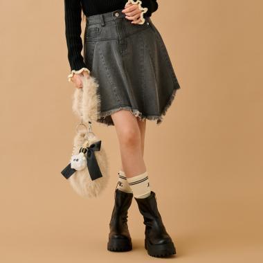 下襬拼接復古半身裙