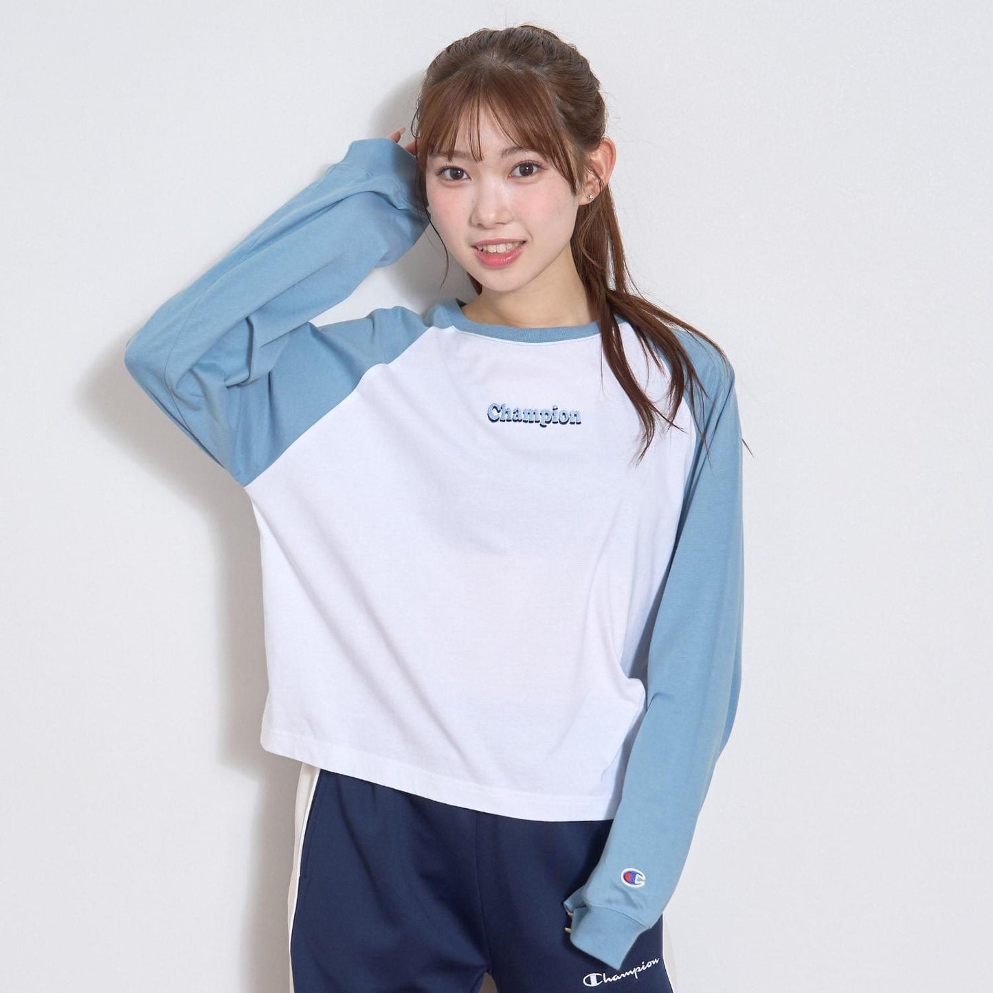 【Champion】【純棉100%】插肩長袖T恤