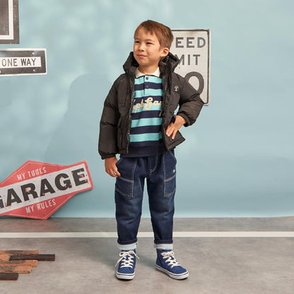 彈力牛仔工裝褲