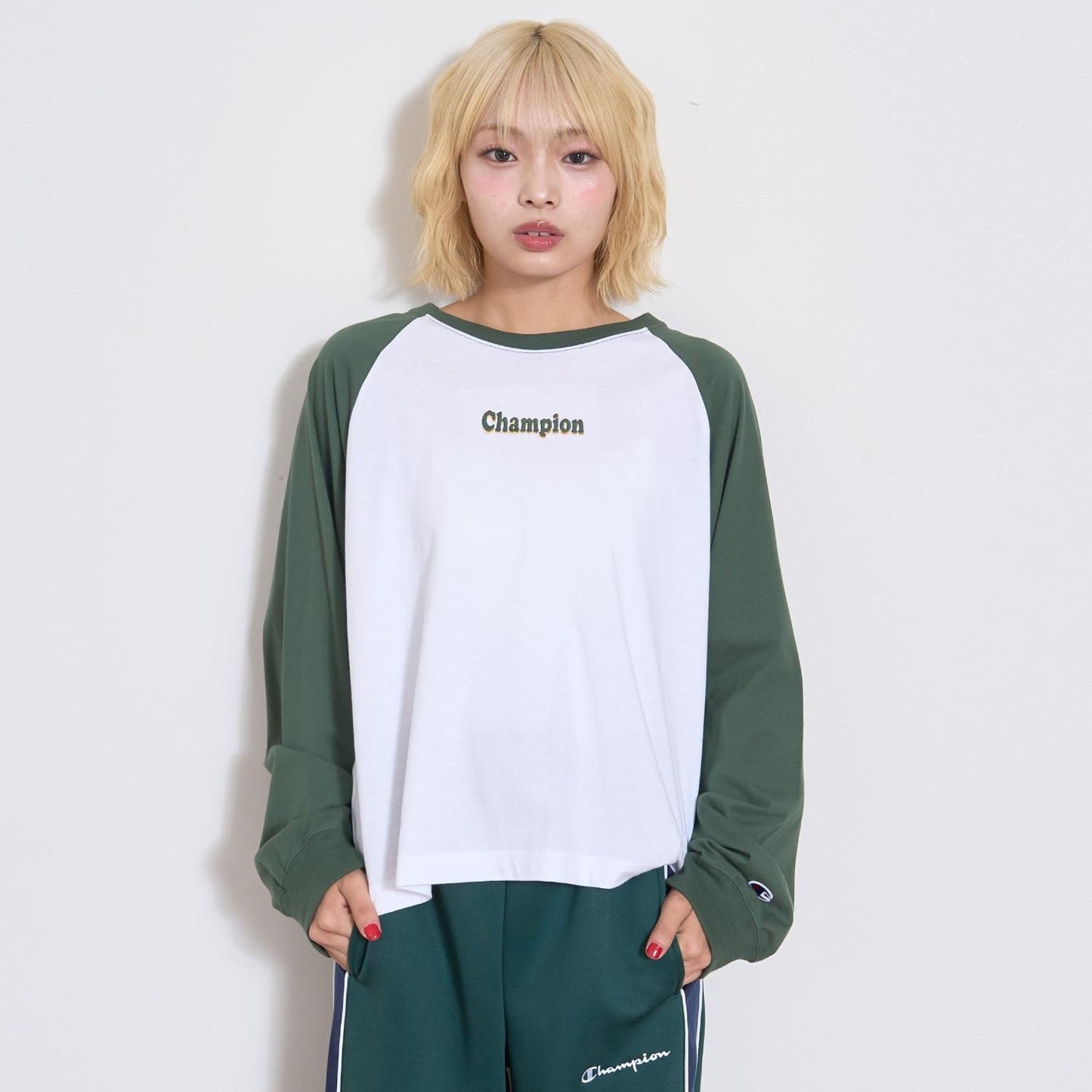 【Champion】【純棉100%】插肩長袖T恤