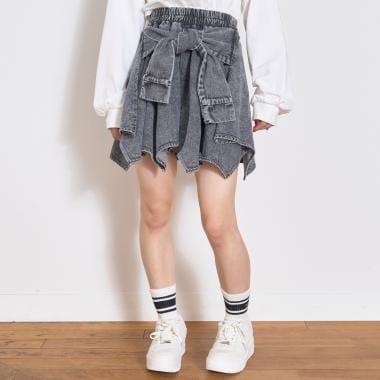 【LTXC】腰帶式牛仔裙褲